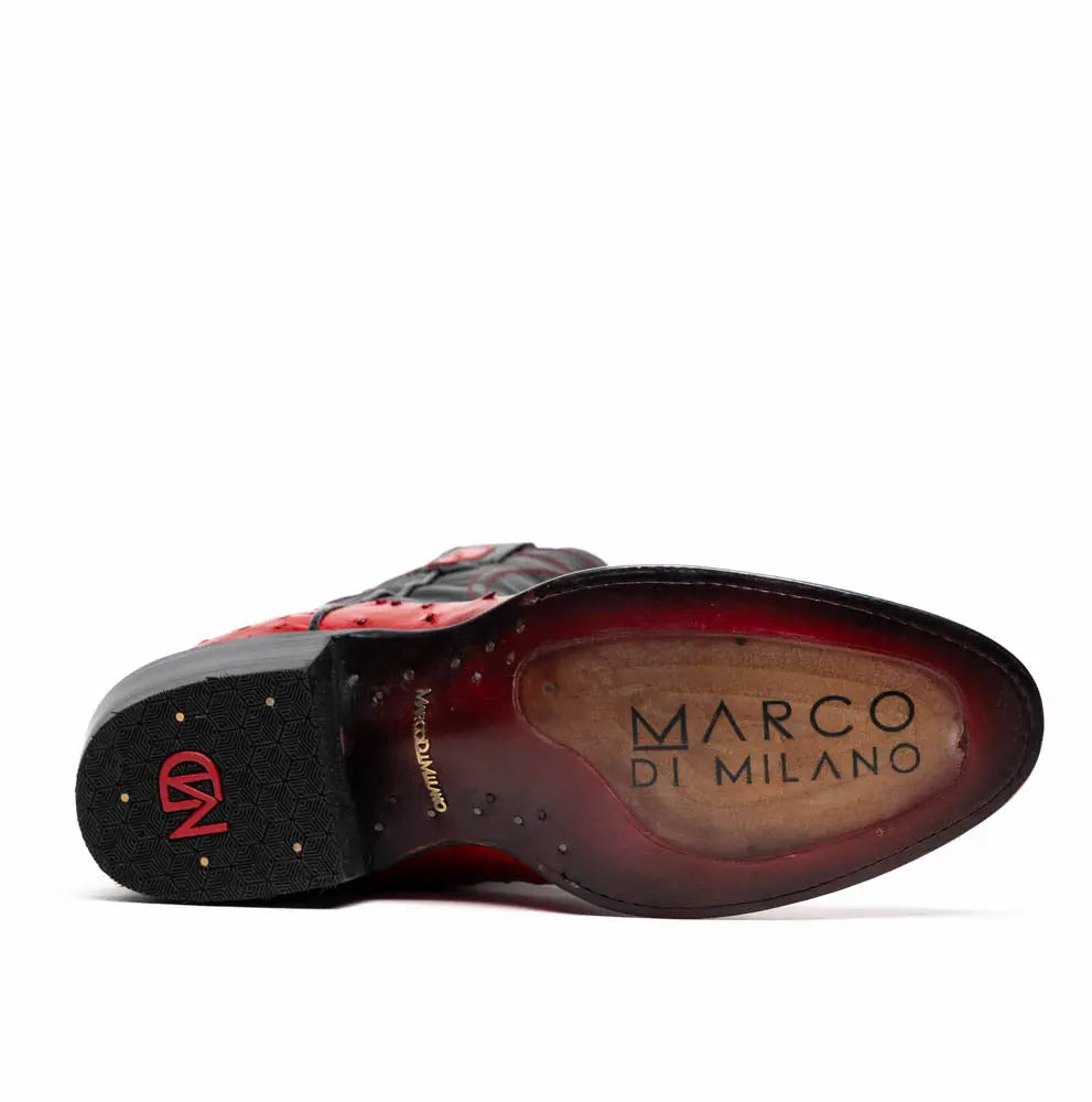 Marco Di Milano Savannah Red Genuine Ostrich Cowboy Boots