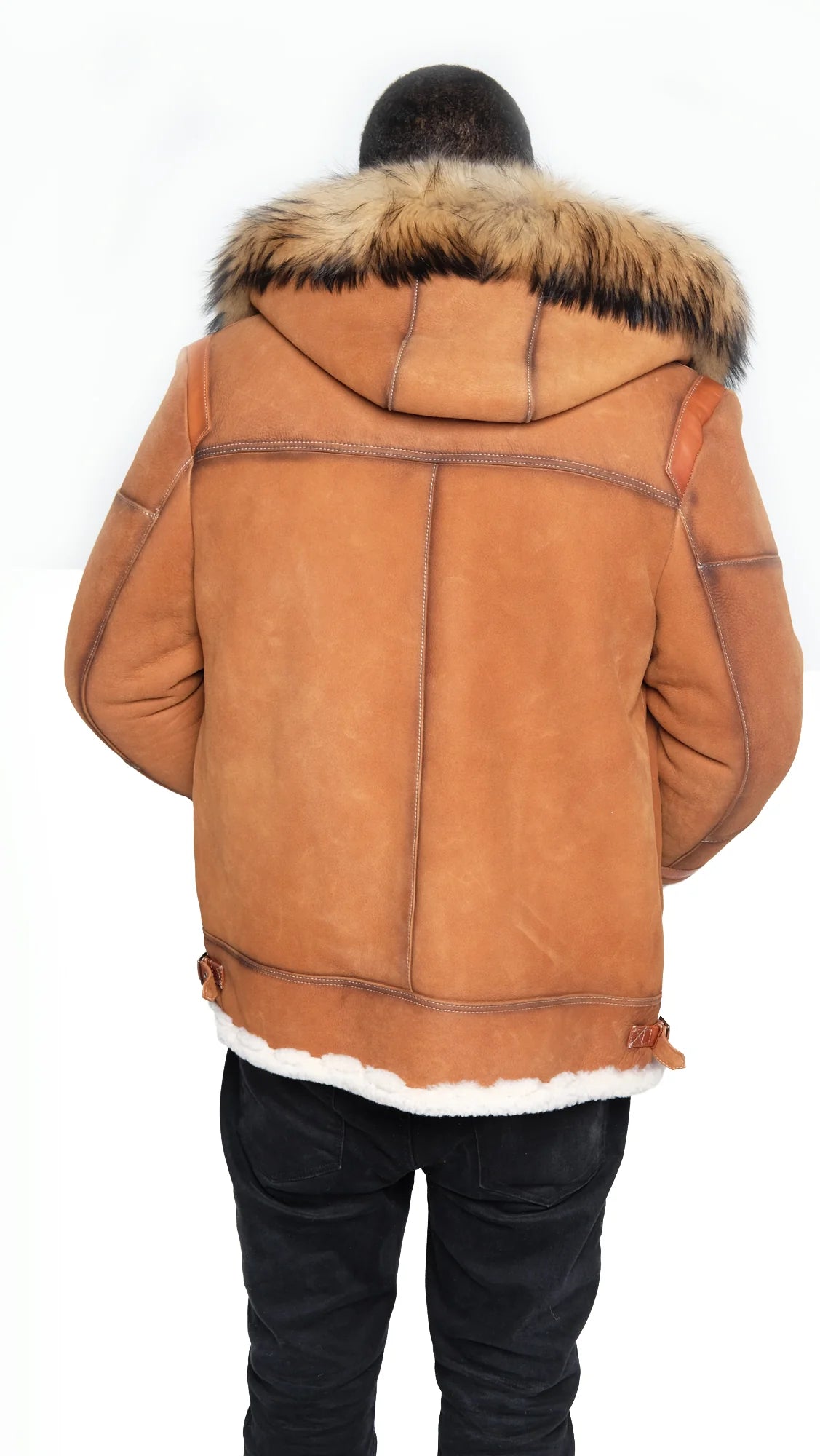Jakewood 8015 Cognac Genuine Sheepskin/Suede Aviator Jacket