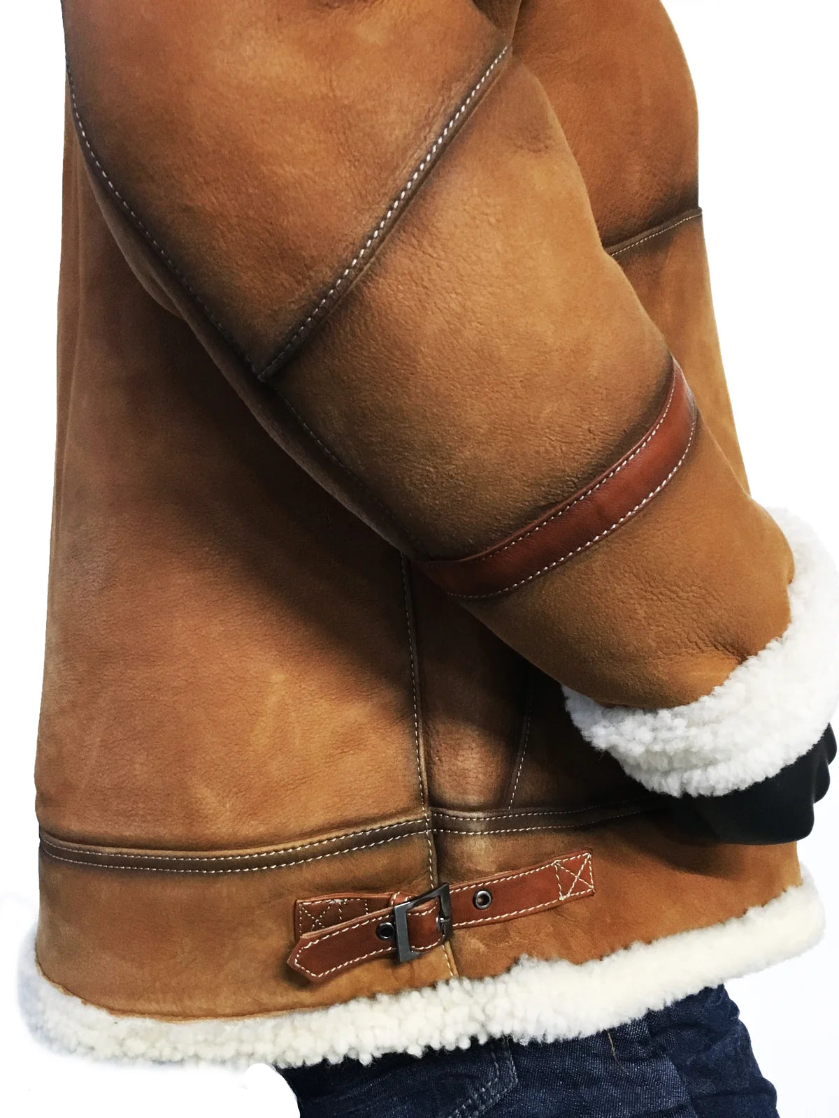 Jakewood 8015 Cognac Genuine Sheepskin/Suede Aviator Jacket
