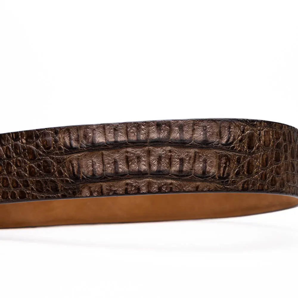 Marco Di Milano Silvio Washed Brown Genuine Caiman Crocodile Belt