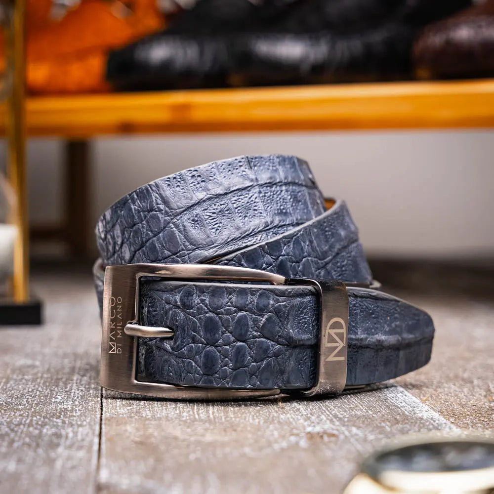 Marco Di Milano Silvio Gray Genuine Caiman Crocodile Belt