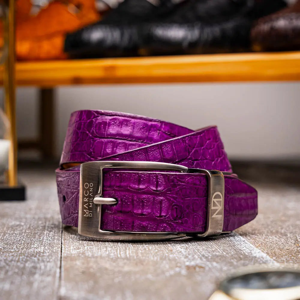 Marco Di Milano Silvio Purple Genuine Caiman Crocodile Belt