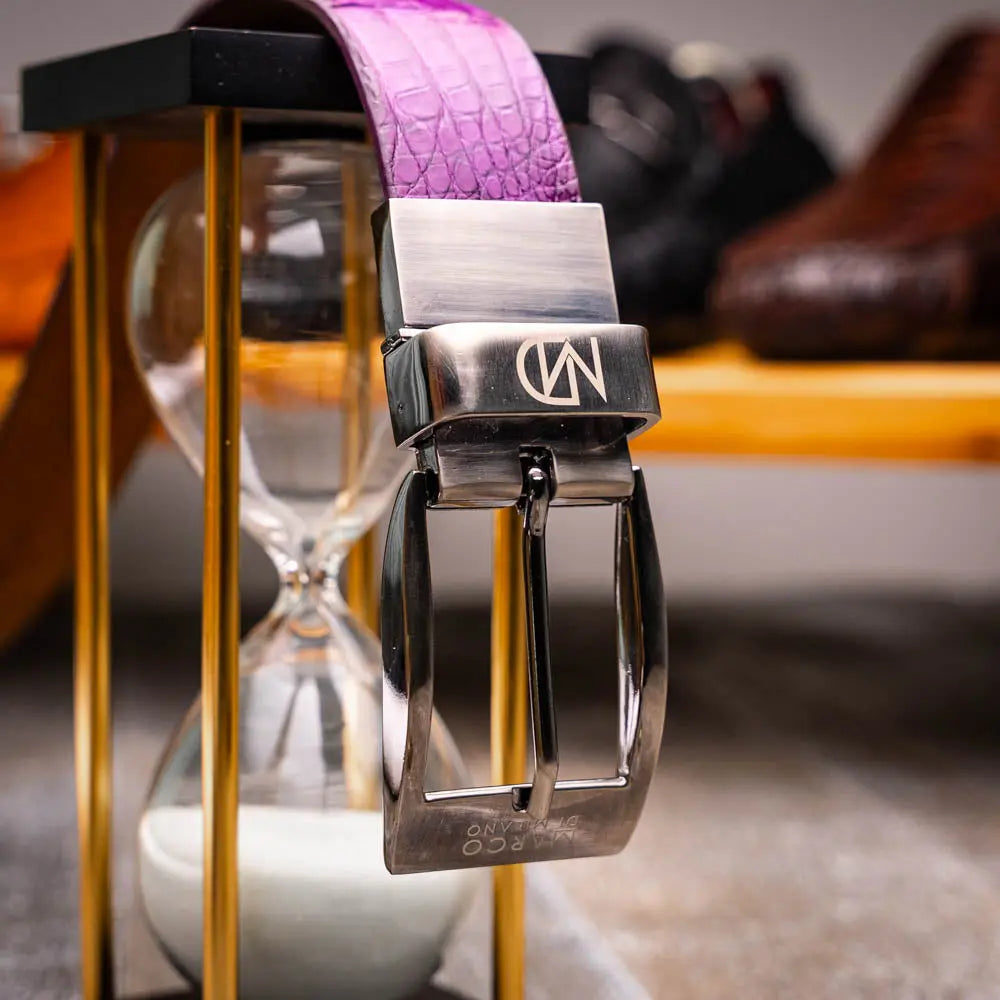 Marco Di Milano Silvio Purple Genuine Caiman Crocodile Belt