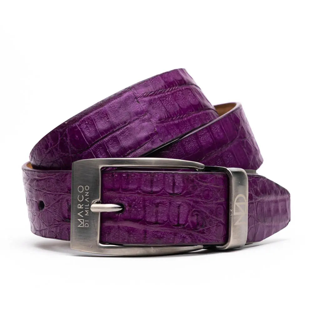Marco Di Milano Silvio Purple Genuine Caiman Crocodile Belt