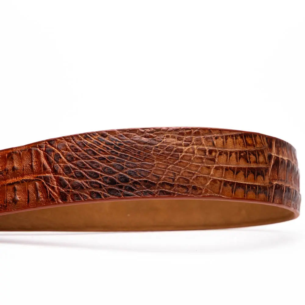 Marco Di Milano Silvio Rustic Cognac Genuine Caiman Crocodile Belt
