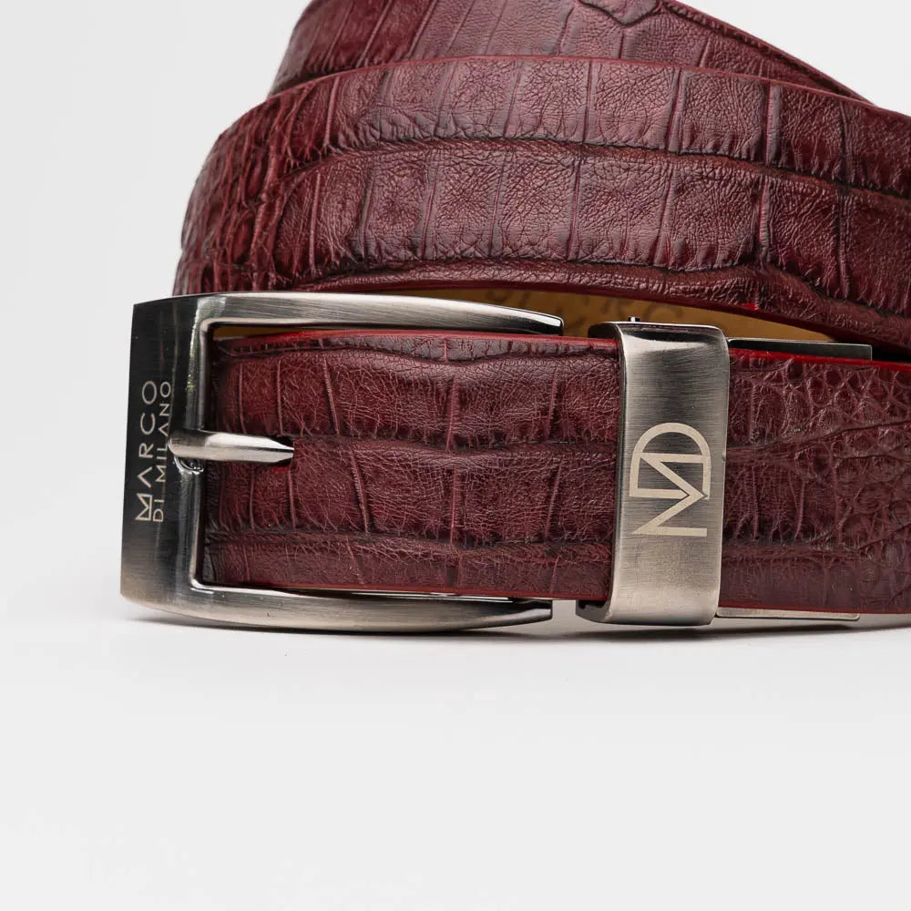 Marco Di Milano Silvio Wine Genuine Caiman Crocodile Belt