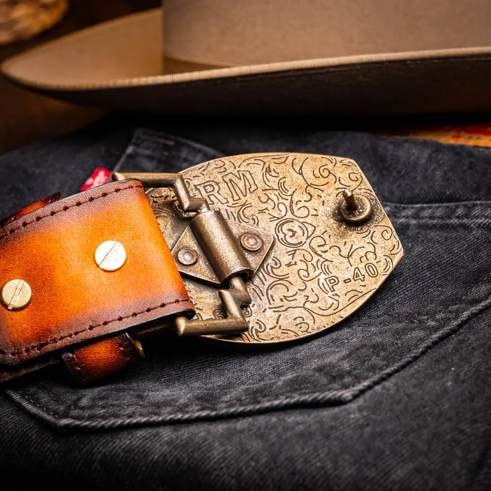Marco Di Milano Texas Aged Brown Genuine Caiman Crocodile/Calf Belt