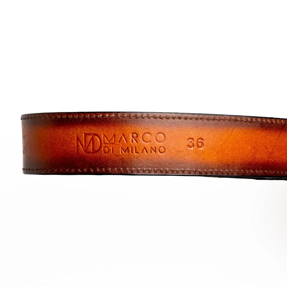 Marco Di Milano Texas Aged Maple Genuine Caiman Crocodile/Calf Belt