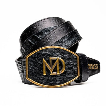 Marco Di Milano Texas Black Genuine Caiman Crocodile/Calf Belt