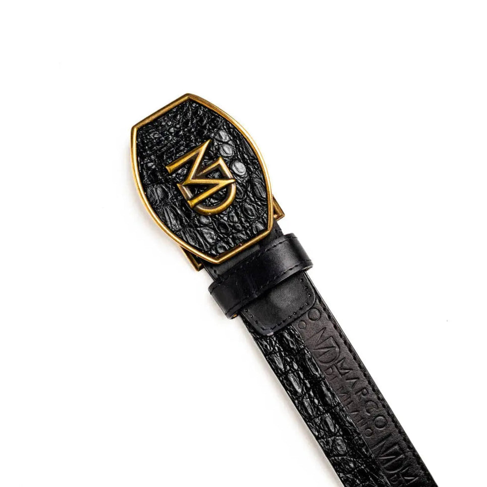 Marco Di Milano Texas Black Genuine Caiman Crocodile/Calf Belt