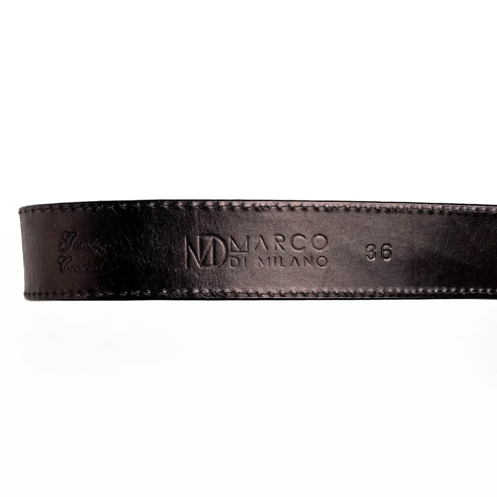 Marco Di Milano Texas Black Genuine Caiman Crocodile/Calf Belt