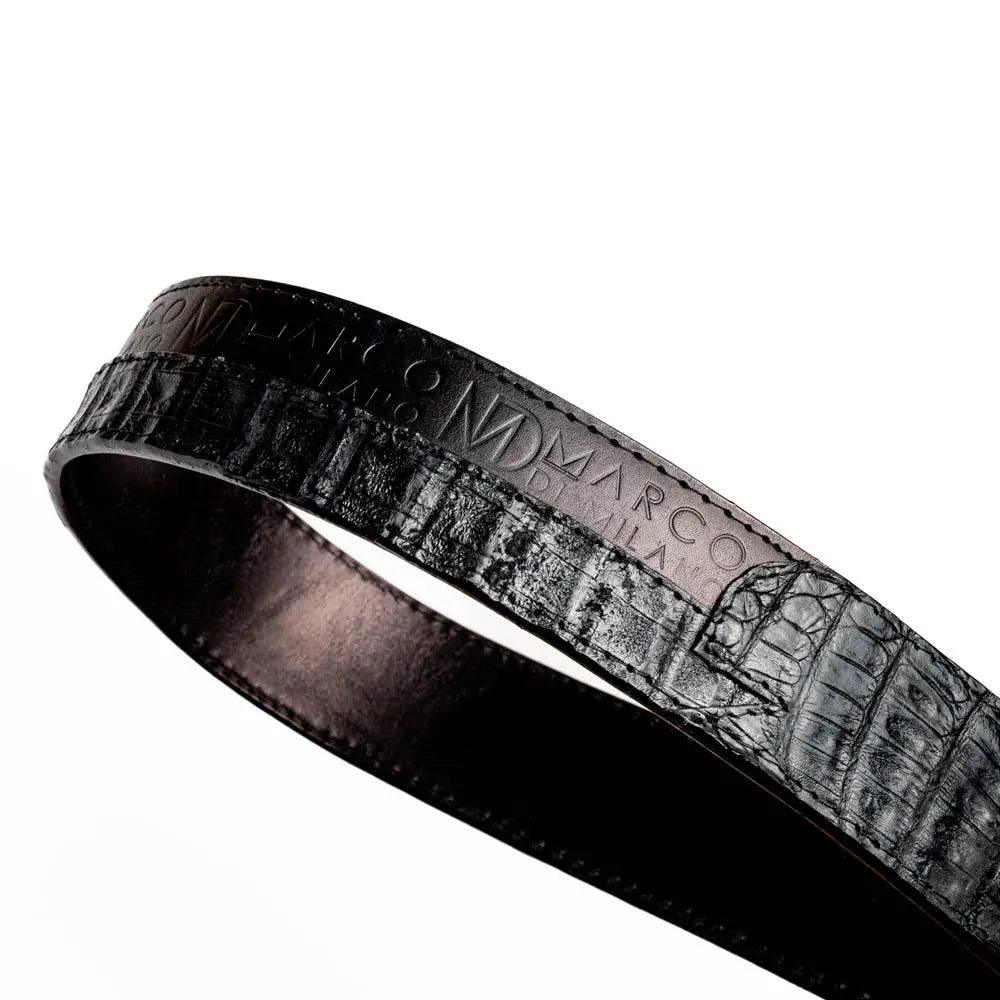 Marco Di Milano Texas Black Genuine Caiman Crocodile/Calf Belt