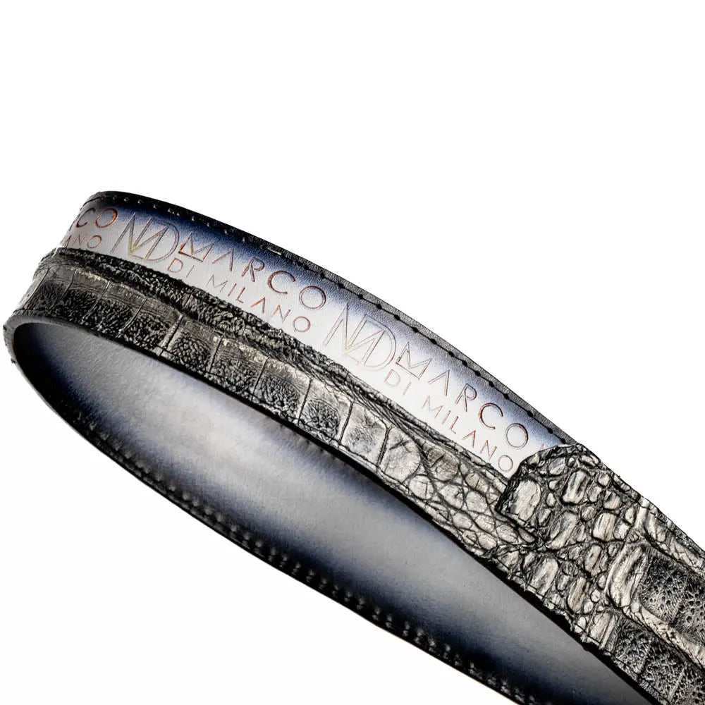 Marco Di Milano Texas Stone Gray Genuine Caiman Crocodile/Calf Belt