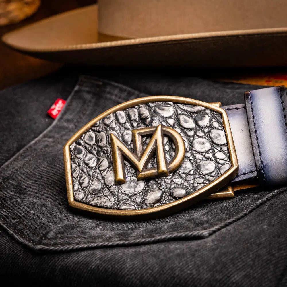 Marco Di Milano Texas Stone Gray Genuine Caiman Crocodile/Calf Belt