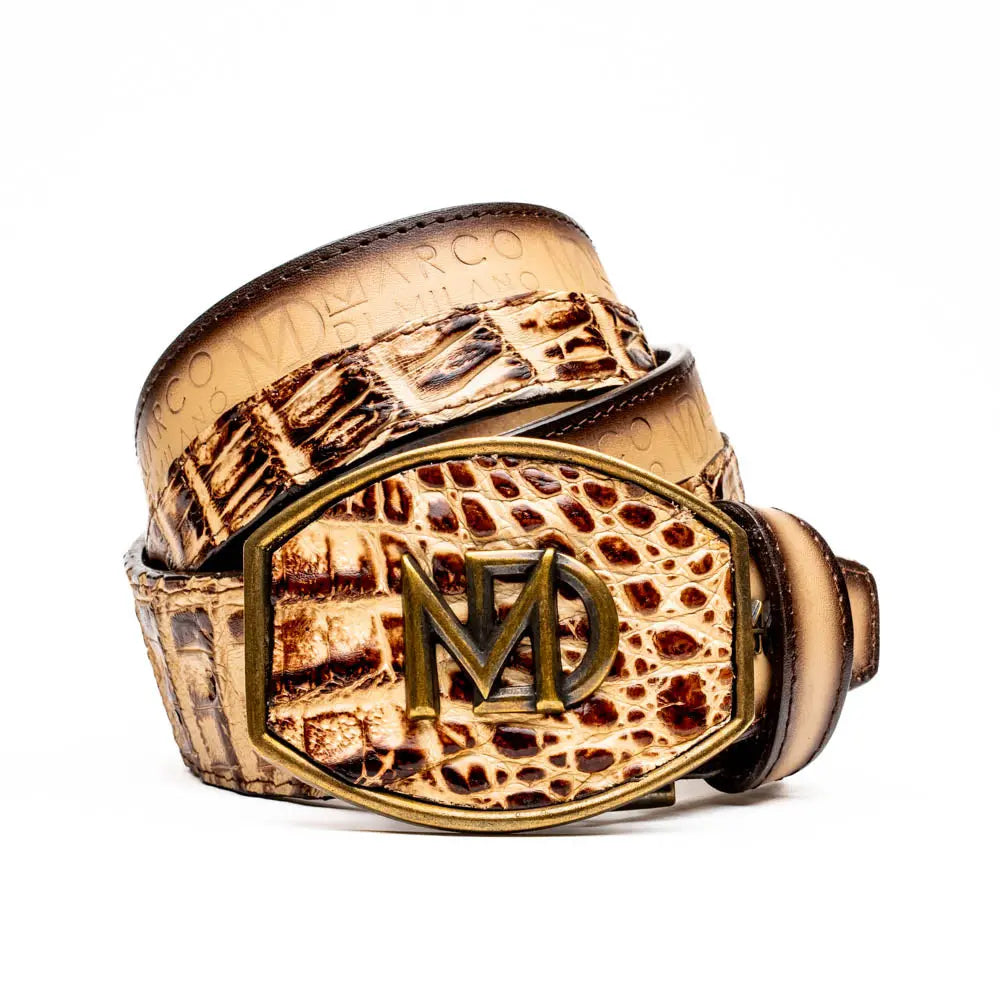 Marco Di Milano Texas Stone Orix Genuine Caiman Crocodile/Calf Belt