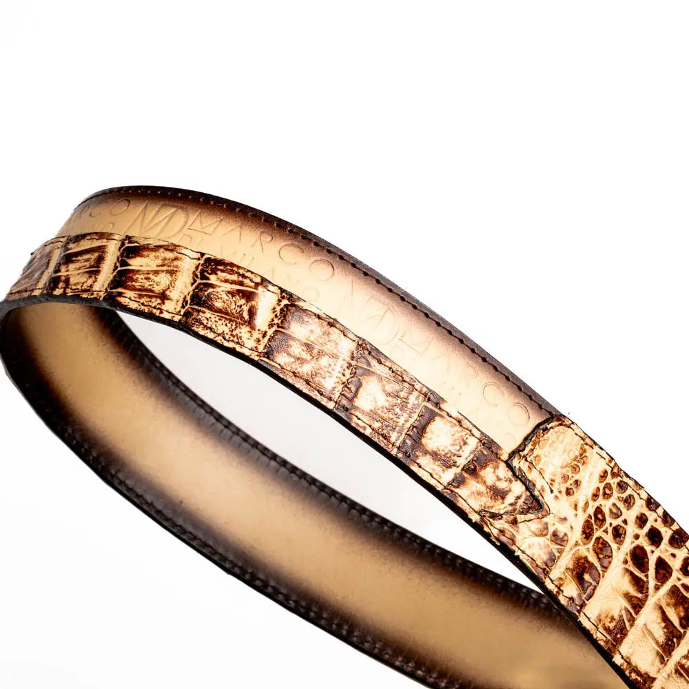 Marco Di Milano Texas Stone Orix Genuine Caiman Crocodile/Calf Belt