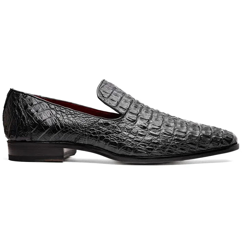 Marco Di Milano Trento Black Genuine Caiman Crocodile Loafers