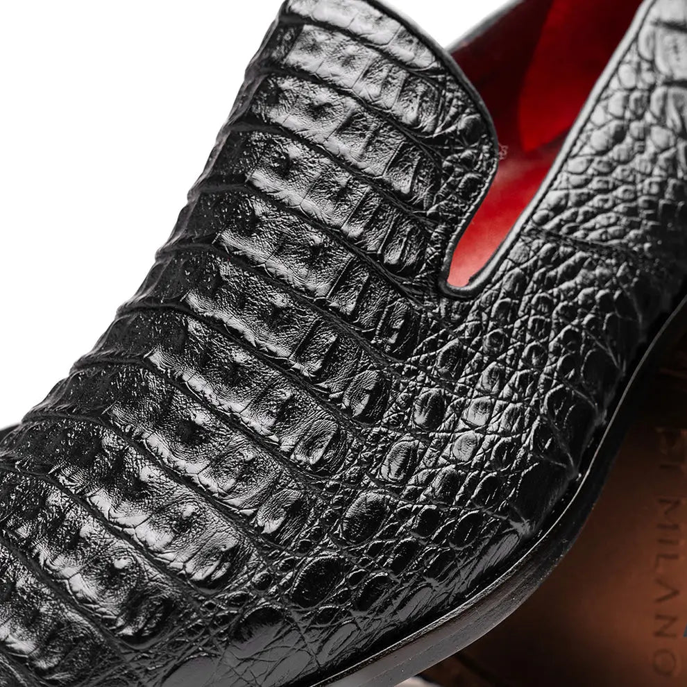 Marco Di Milano Trento Black Genuine Caiman Crocodile Loafers