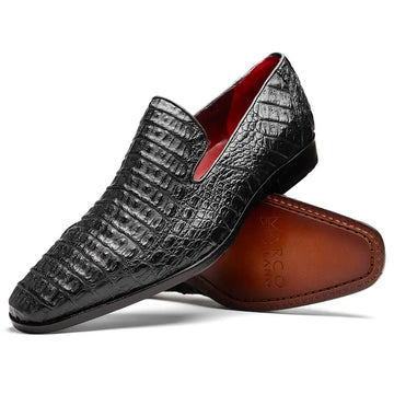 Marco Di Milano Trento Black Genuine Caiman Crocodile Loafers