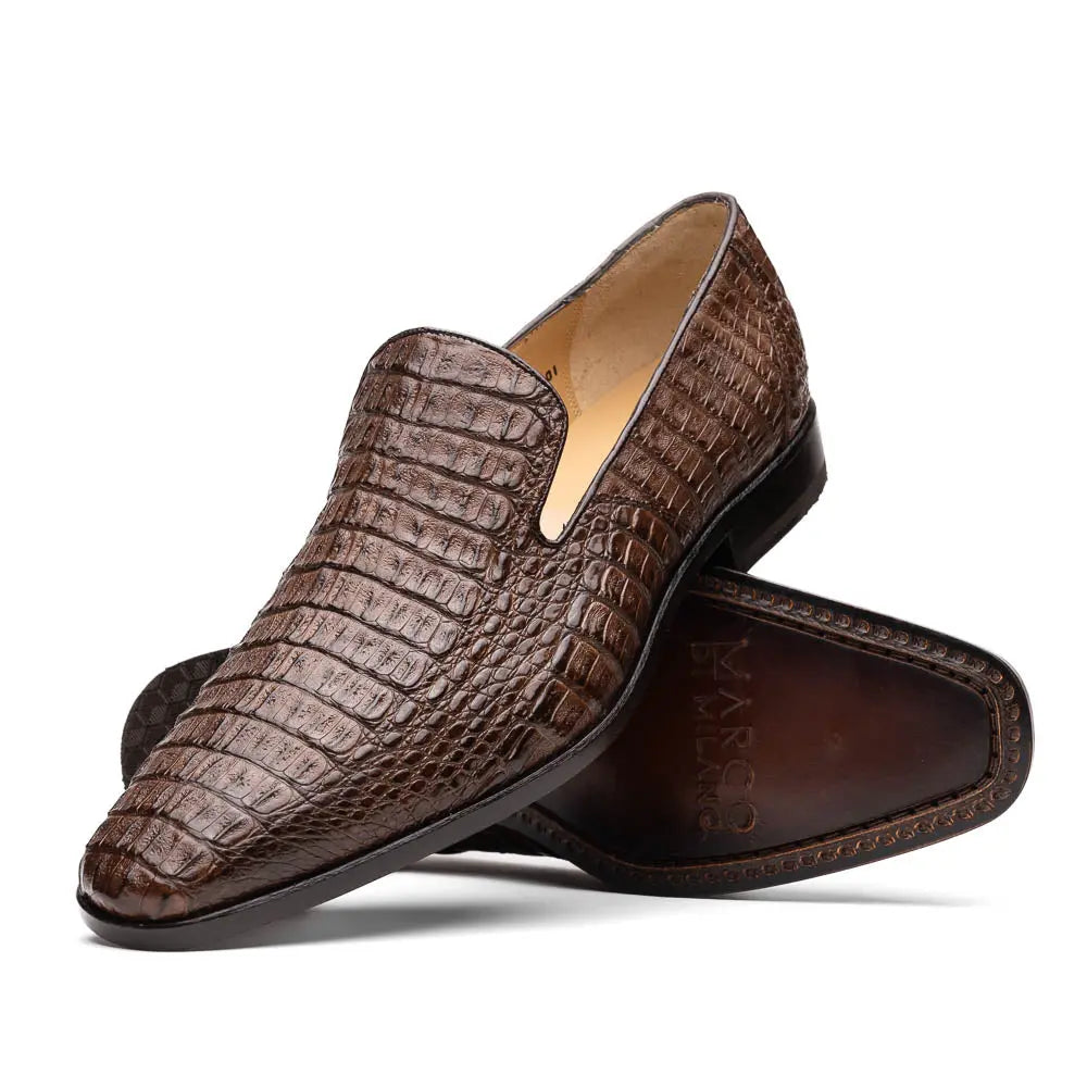 Marco Di Milano Trento Brown Genuine Caiman Crocodile Loafers