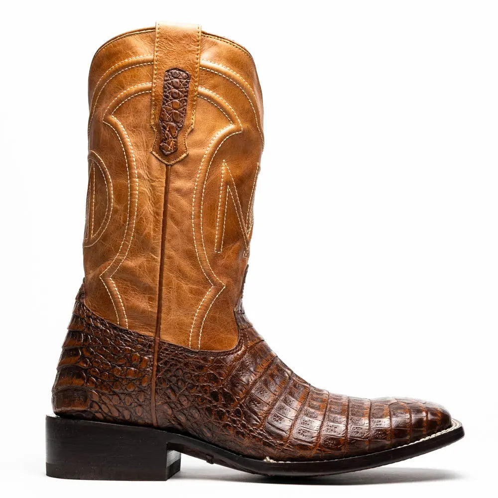 Marco Di Milano Tucson Aged Maple Genuine Caiman Crocodile Cowboy Boots