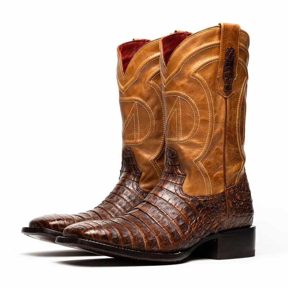 Marco Di Milano Tucson Aged Maple Genuine Caiman Crocodile Cowboy Boots