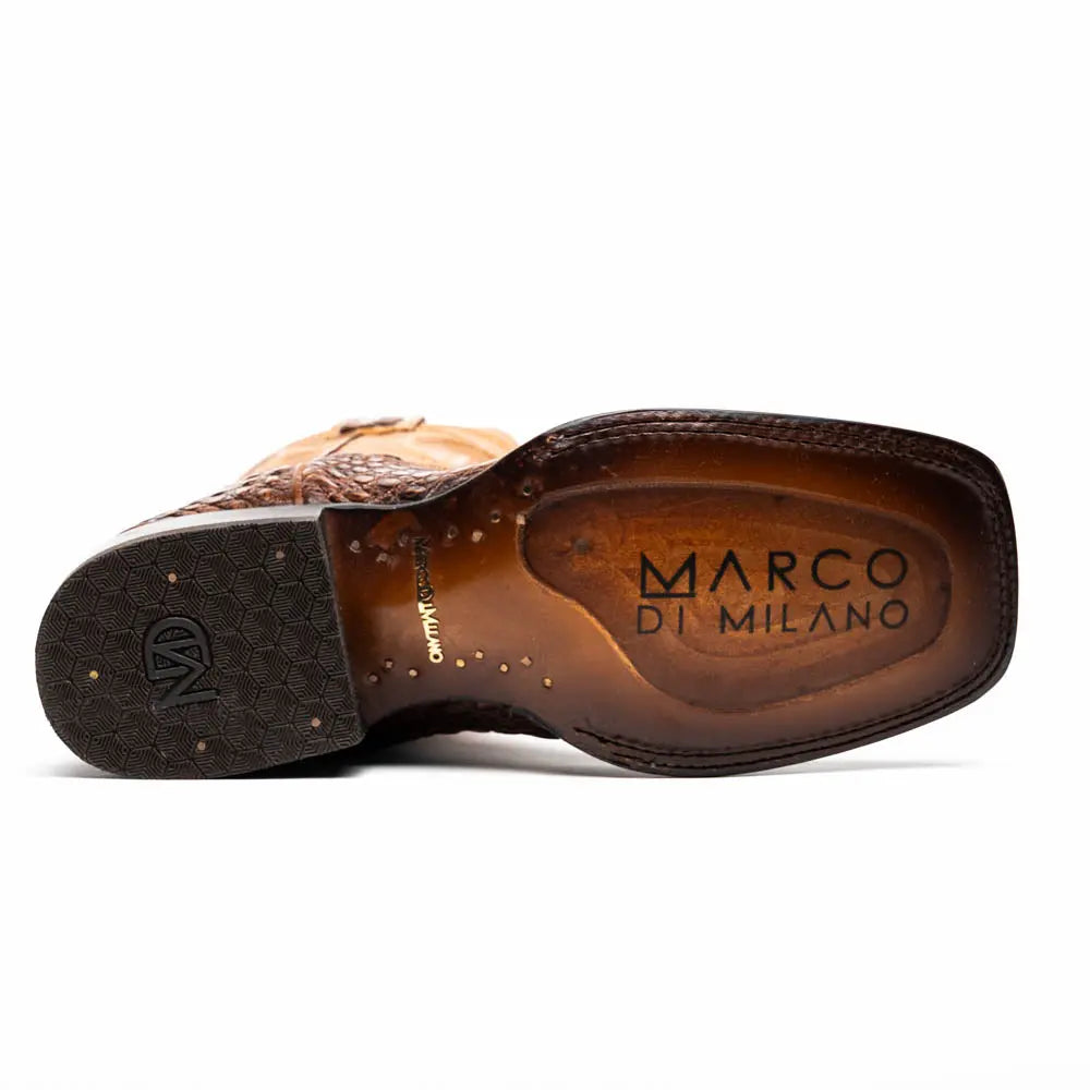Marco Di Milano Tucson Aged Maple Genuine Caiman Crocodile Cowboy Boots