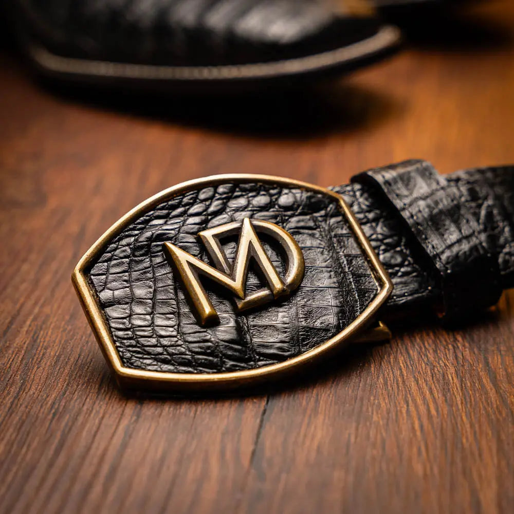 Marco Di Milano Tucson Black Genuine Caiman Crocodile Cowboy Boots