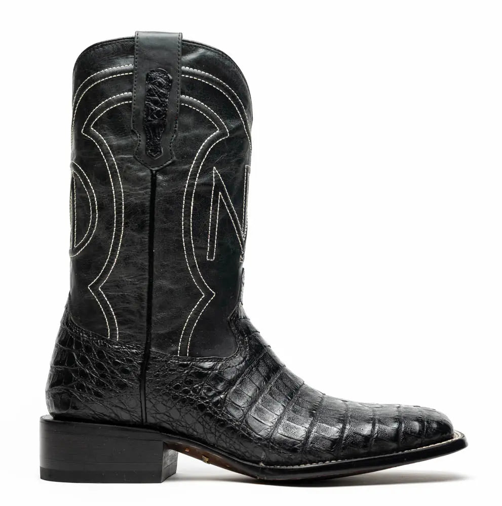 Marco Di Milano Tucson Black Genuine Caiman Crocodile Cowboy Boots