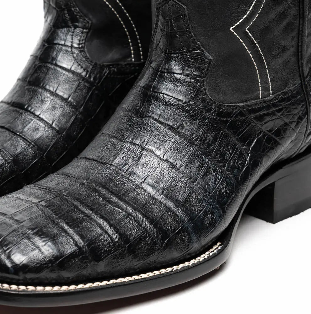 Marco Di Milano Tucson Black Genuine Caiman Crocodile Cowboy Boots