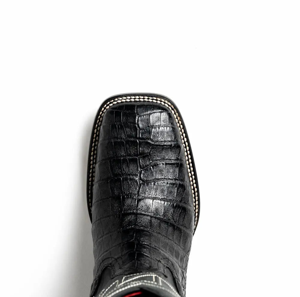 Marco Di Milano Tucson Black Genuine Caiman Crocodile Cowboy Boots