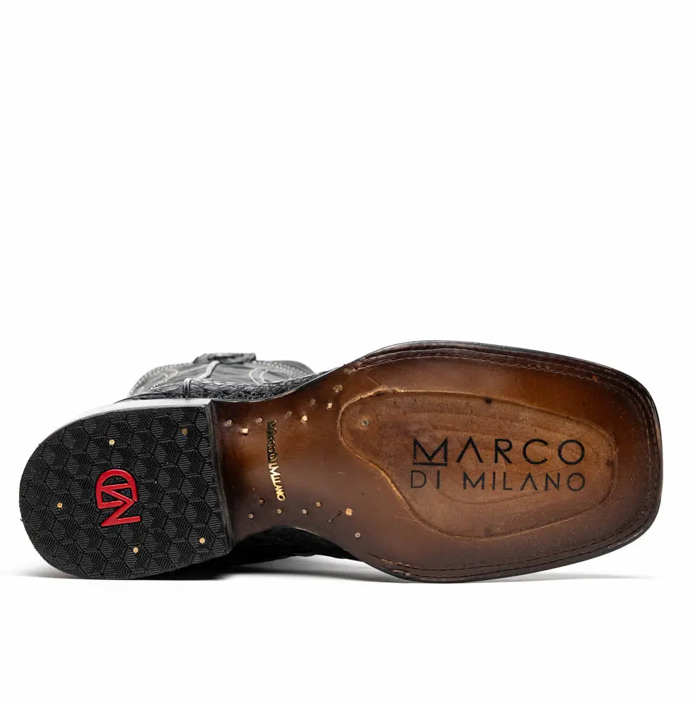 Marco Di Milano Tucson Black Genuine Caiman Crocodile Cowboy Boots