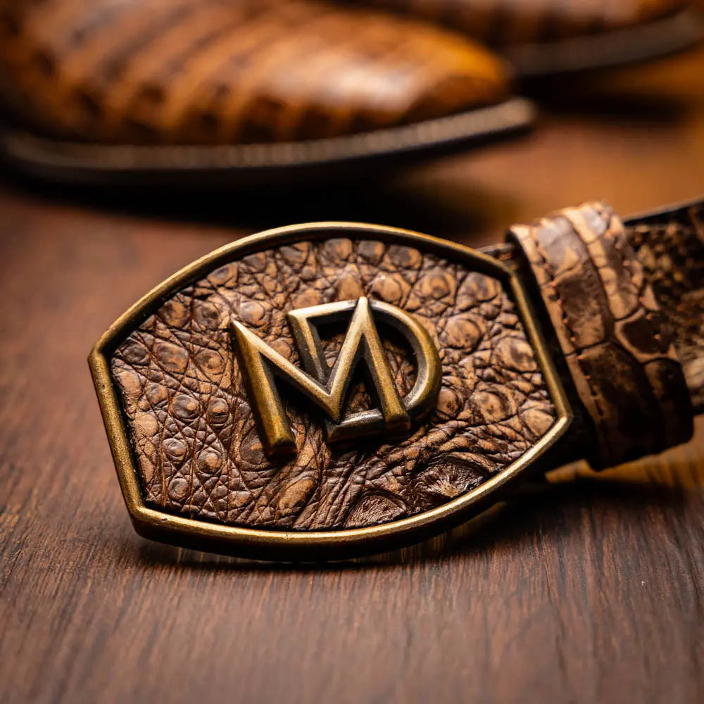 Marco Di Milano Tucson Stone Brown Genuine Caiman Crocodile Cowboy Boots
