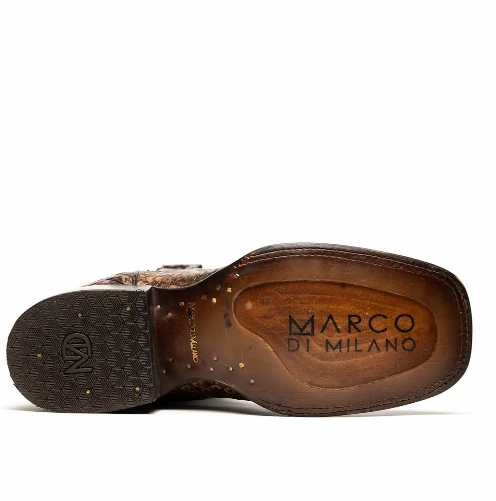 Marco Di Milano Tucson Stone Brown Genuine Caiman Crocodile Cowboy Boots