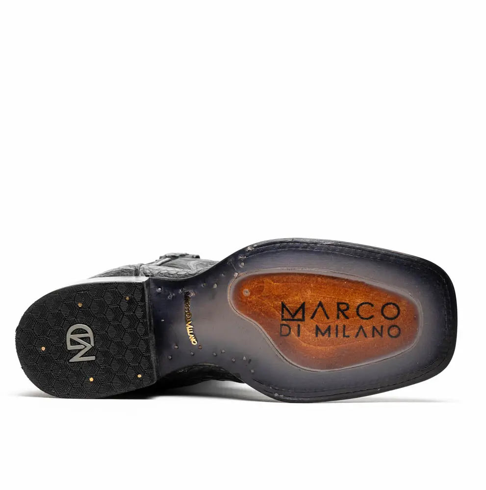 Marco Di Milano Tucson Stone Gray Genuine Caiman Crocodile Cowboy Boots