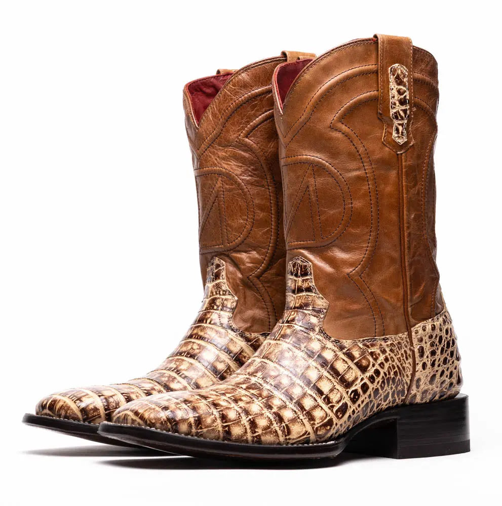 Marco Di Milano Tucson Stone Orix Genuine Caiman Crocodile Cowboy Boots