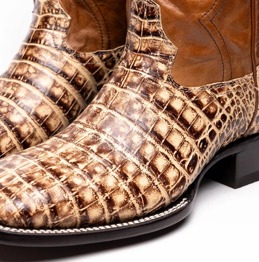 Marco Di Milano Tucson Stone Orix Genuine Caiman Crocodile Cowboy Boots