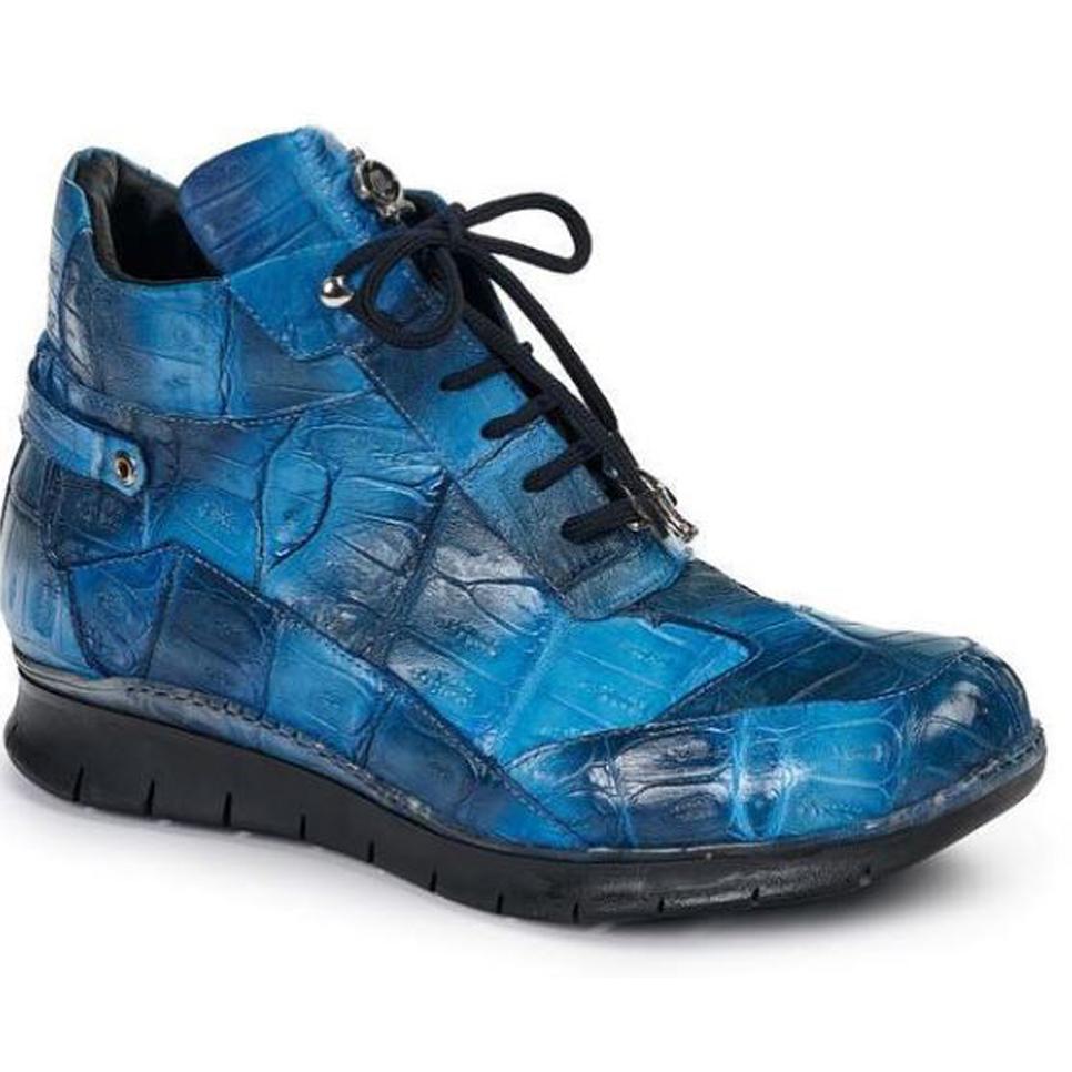 Mauri Turquoise Blue Genuine All Over Crocodile High Top Sneakers