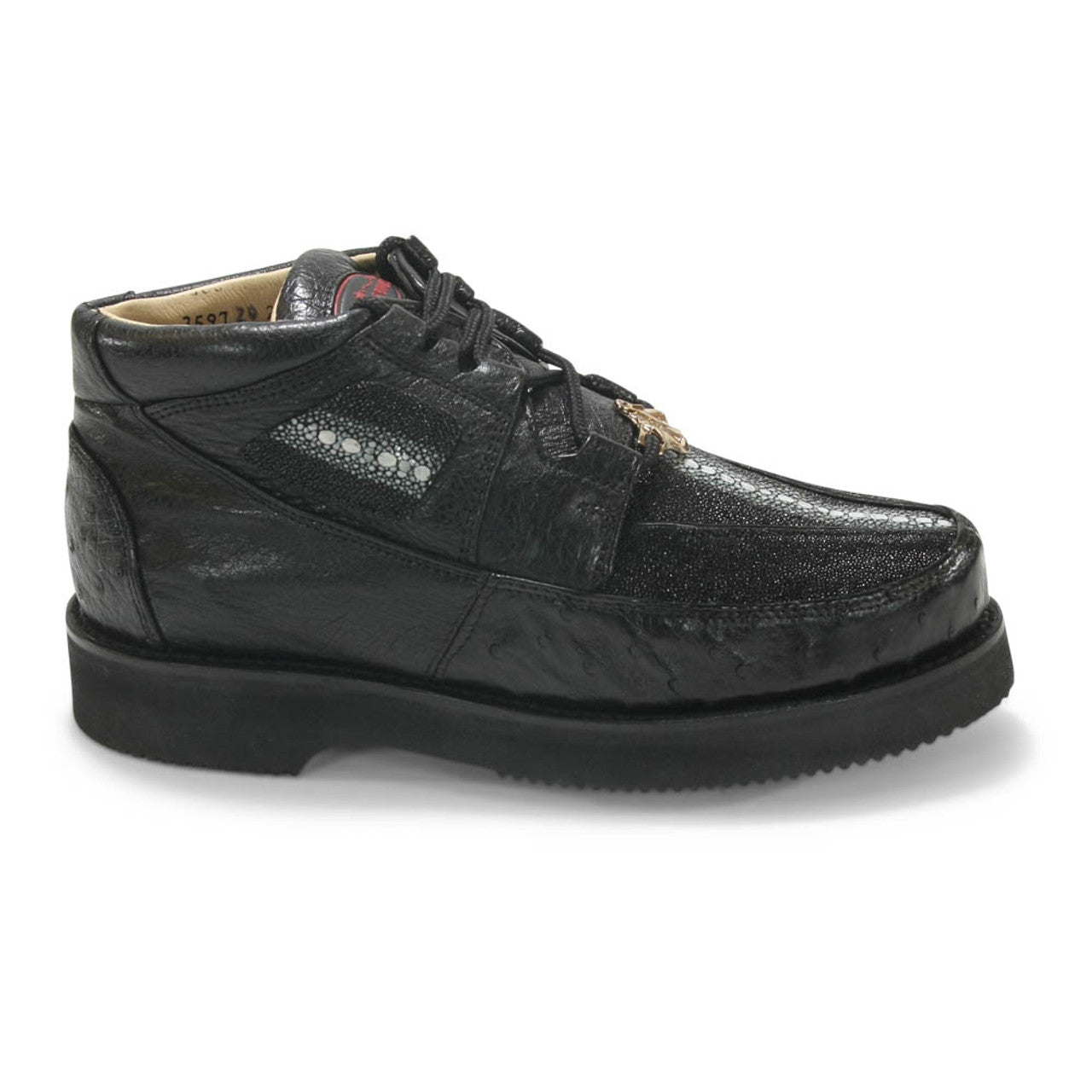 Los Altos ZA051105 Men's Black Genuine Stingray Wide Ostrich Casual Shoes