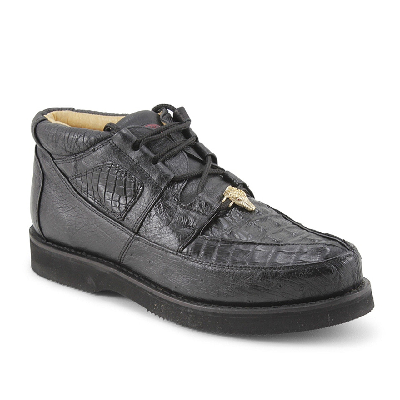 Los Altos ZA050205 Men's Black Genuine Wide Ostrich Casual Shoes