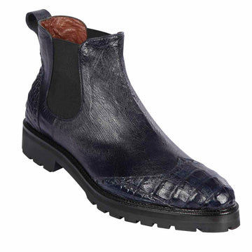 Los Altos ZLM078210 Men's Navy Blue Genuine Caiman Belly & Smooth Ostrich Boots