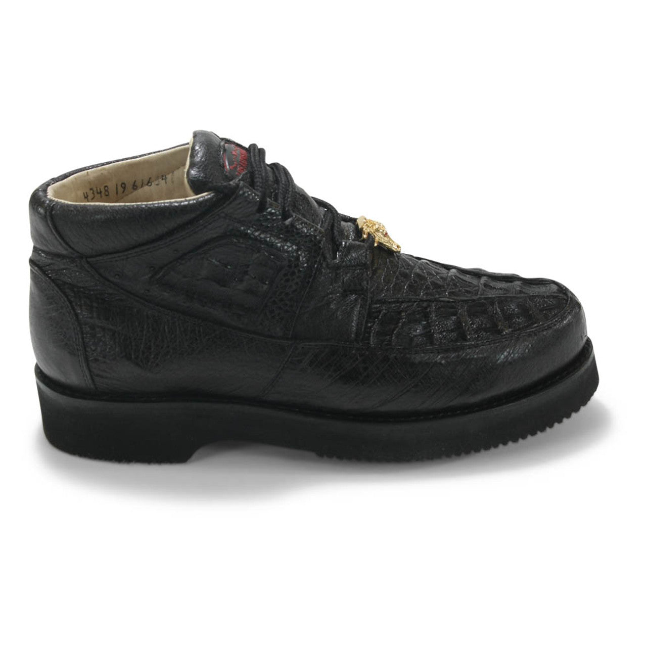 Los Altos ZA052805 Men's Black Genuine Caiman Wide Smooth Ostrich Casual Shoes