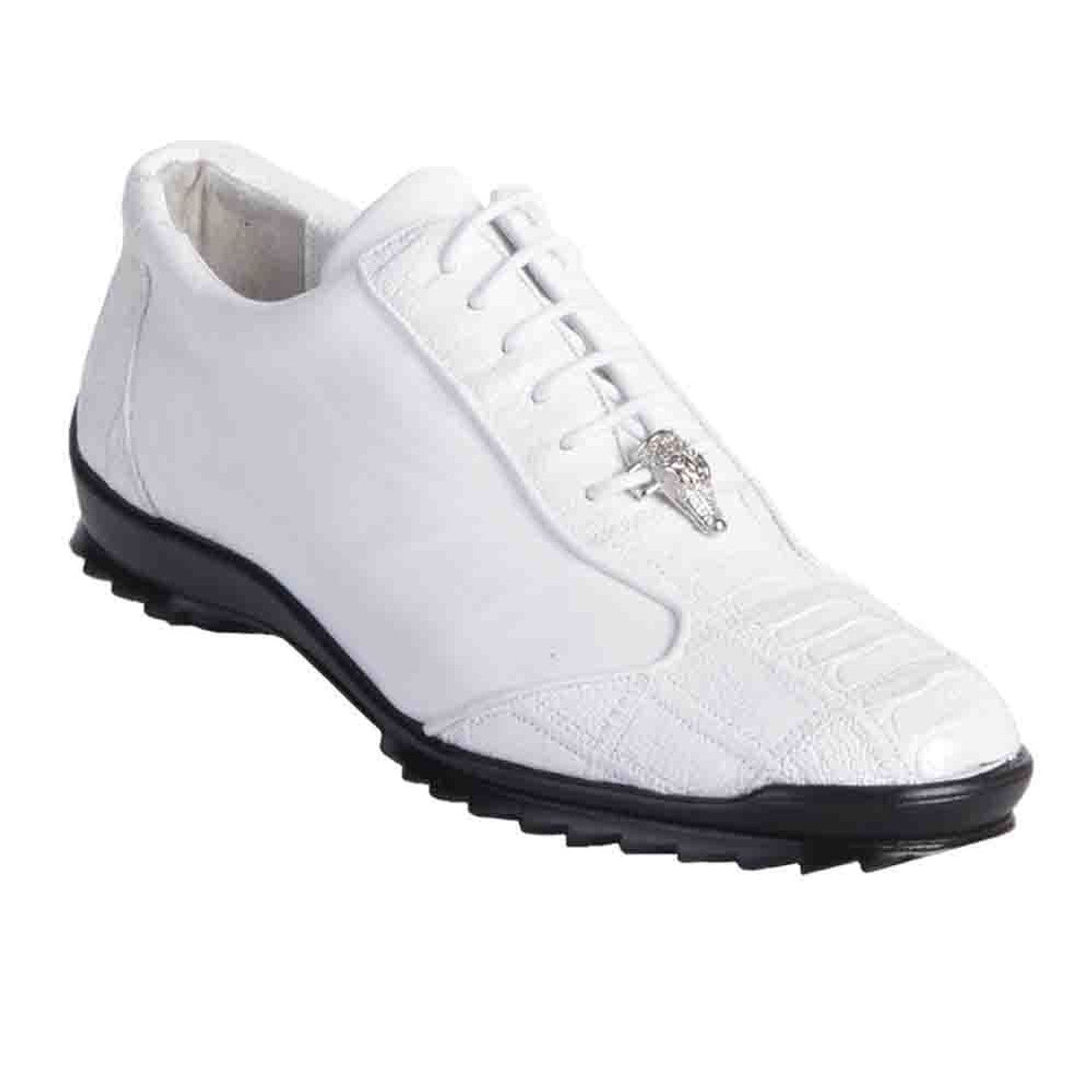 Los Altos ZC091928 Men's White Genuine Zig Zag Ostrich Leg Casual Shoes