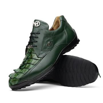 Marco Di Milano Udine Green Genuine Hornback Caiman Crocodile Tail/Calf Sneakers