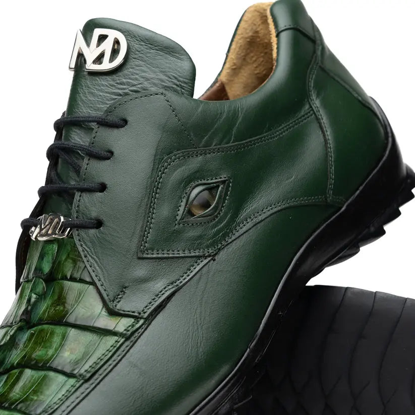 Marco Di Milano Udine Green Genuine Hornback Caiman Crocodile Tail/Calf Sneakers