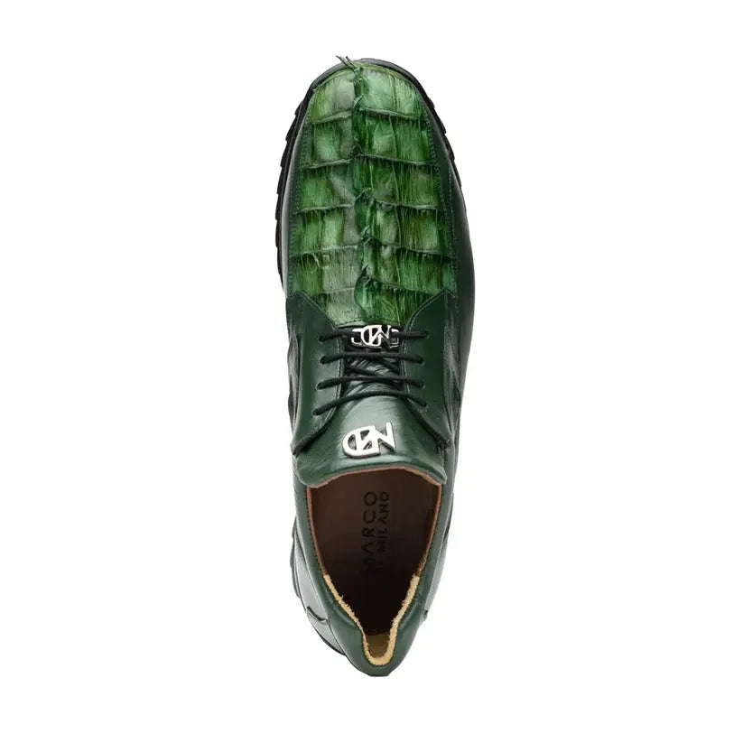 Marco Di Milano Udine Green Genuine Hornback Caiman Crocodile Tail/Calf Sneakers