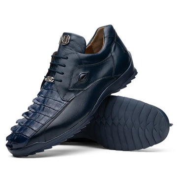 Marco Di Milano Udine Navy Genuine Hornback Caiman Crocodile Tail/Calf Sneakers
