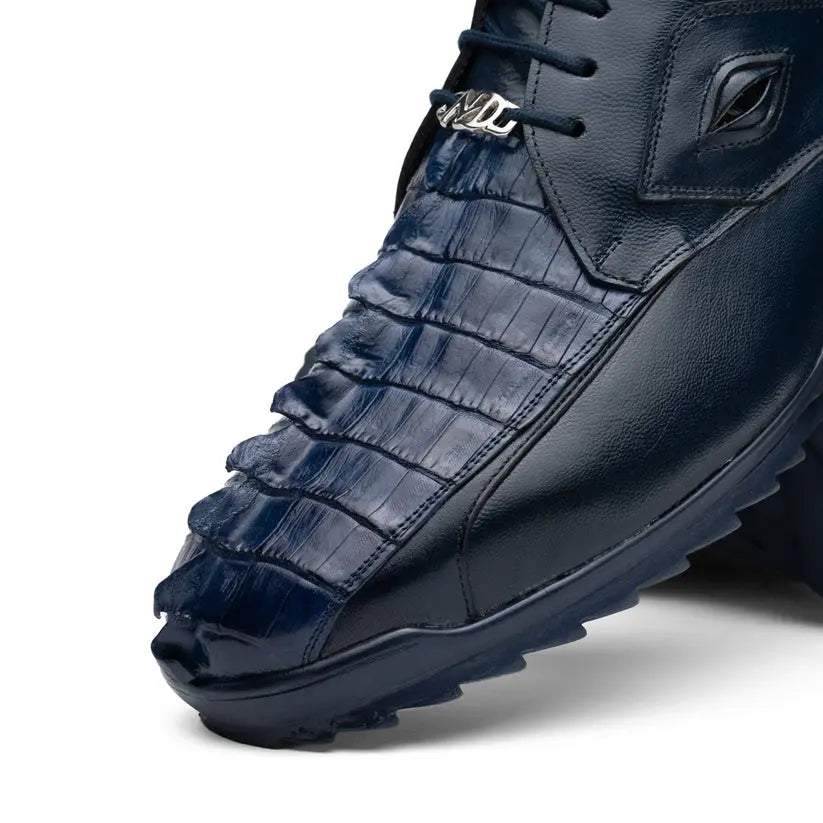 Marco Di Milano Udine Navy Genuine Hornback Caiman Crocodile Tail/Calf Sneakers