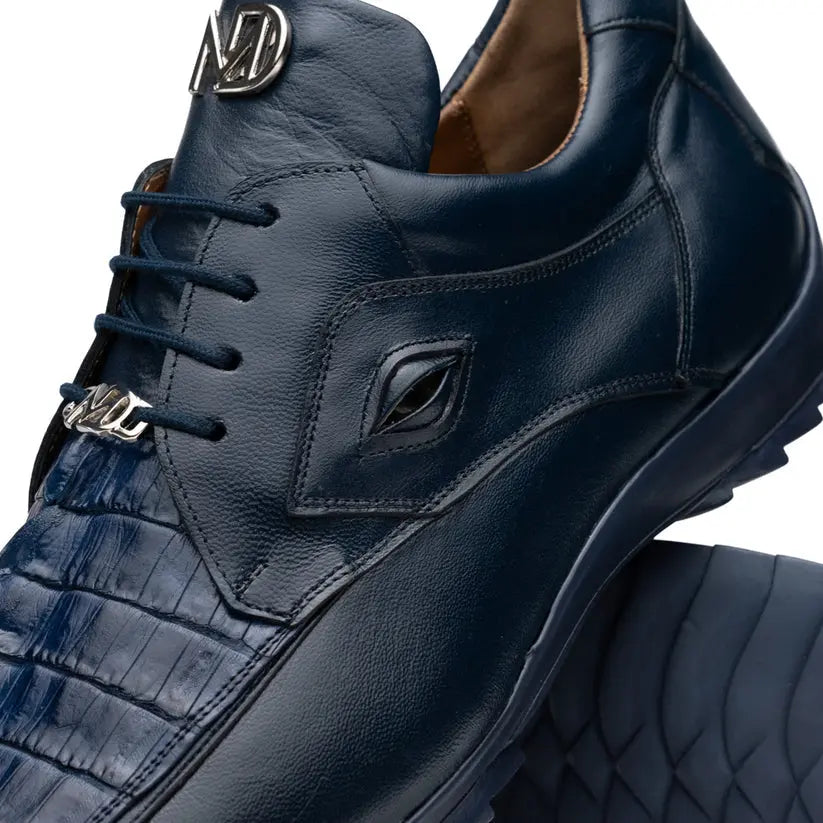 Marco Di Milano Udine Navy Genuine Hornback Caiman Crocodile Tail/Calf Sneakers