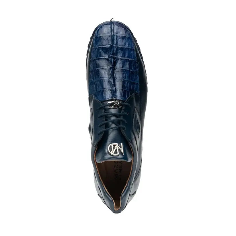 Marco Di Milano Udine Navy Genuine Hornback Caiman Crocodile Tail/Calf Sneakers